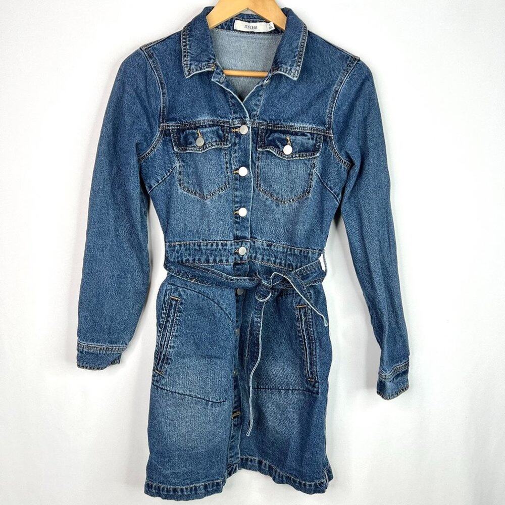 JustFab Denim Belted Trench Jacket XS/S